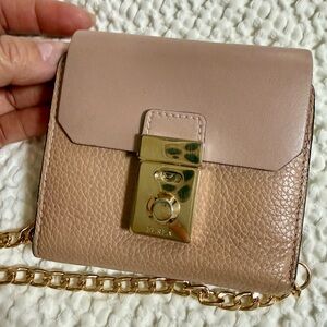 Furla Blush and Beige Wallet with Crossbody chain